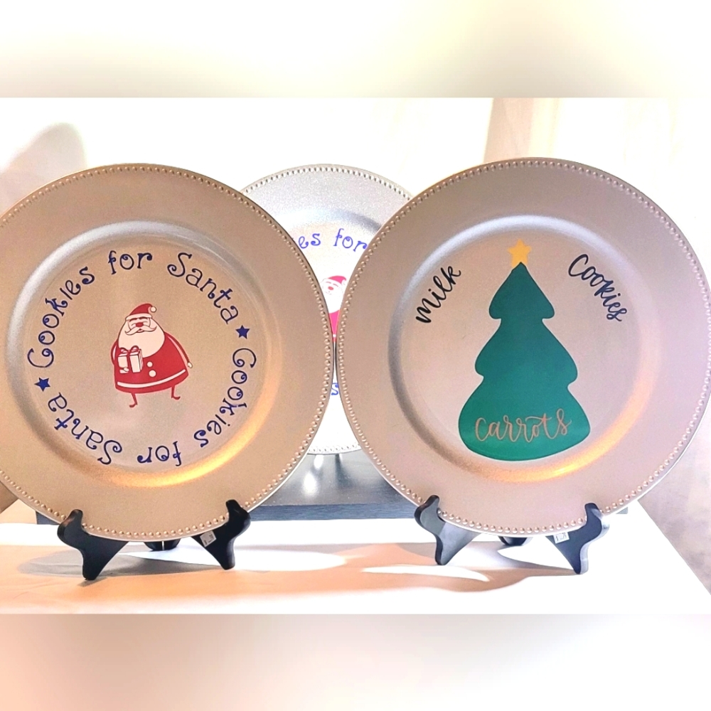 Set of 3 Christmas Cookie Plates by "Crafty Cureationz & Designs"